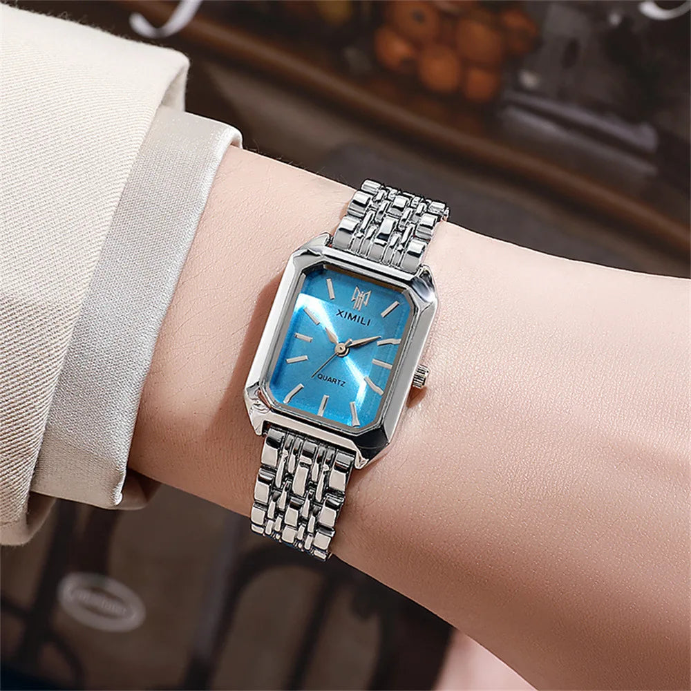 Reloj cuadrado con pulsera de aleación de oro