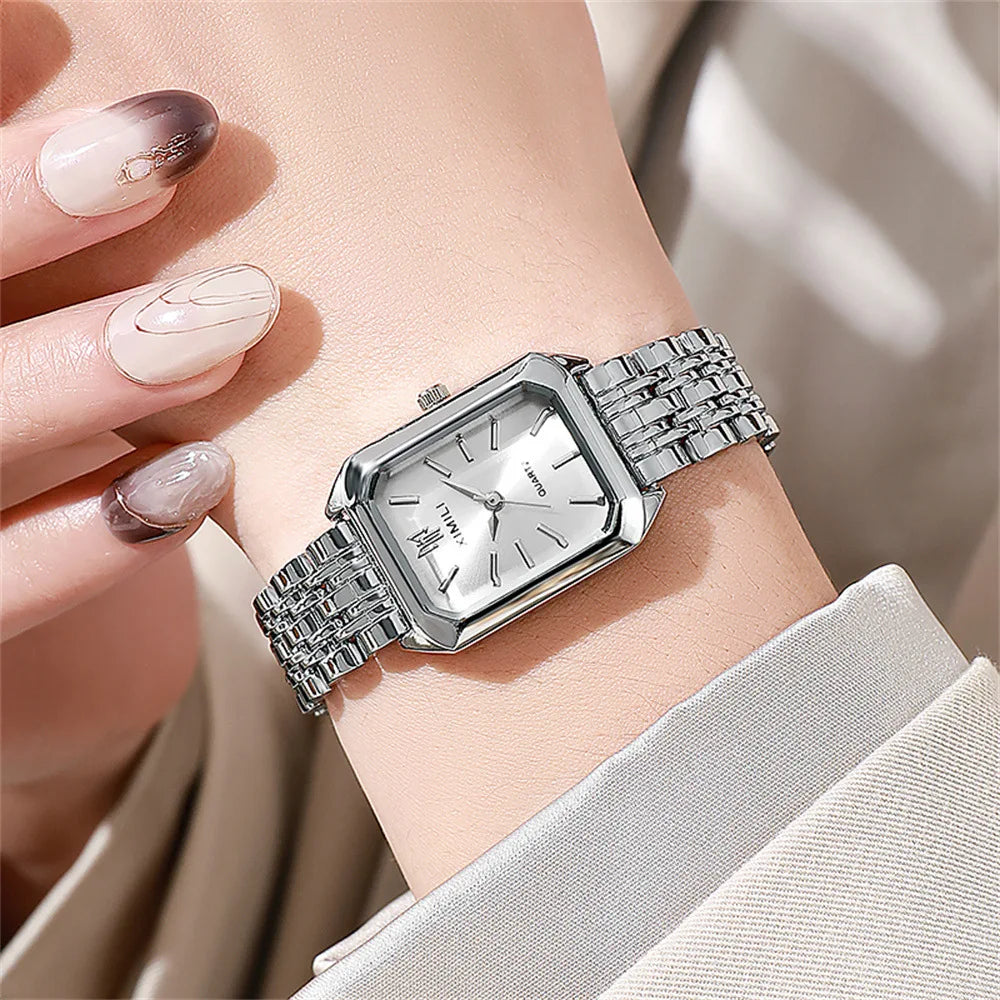 Reloj cuadrado con pulsera de aleación de oro