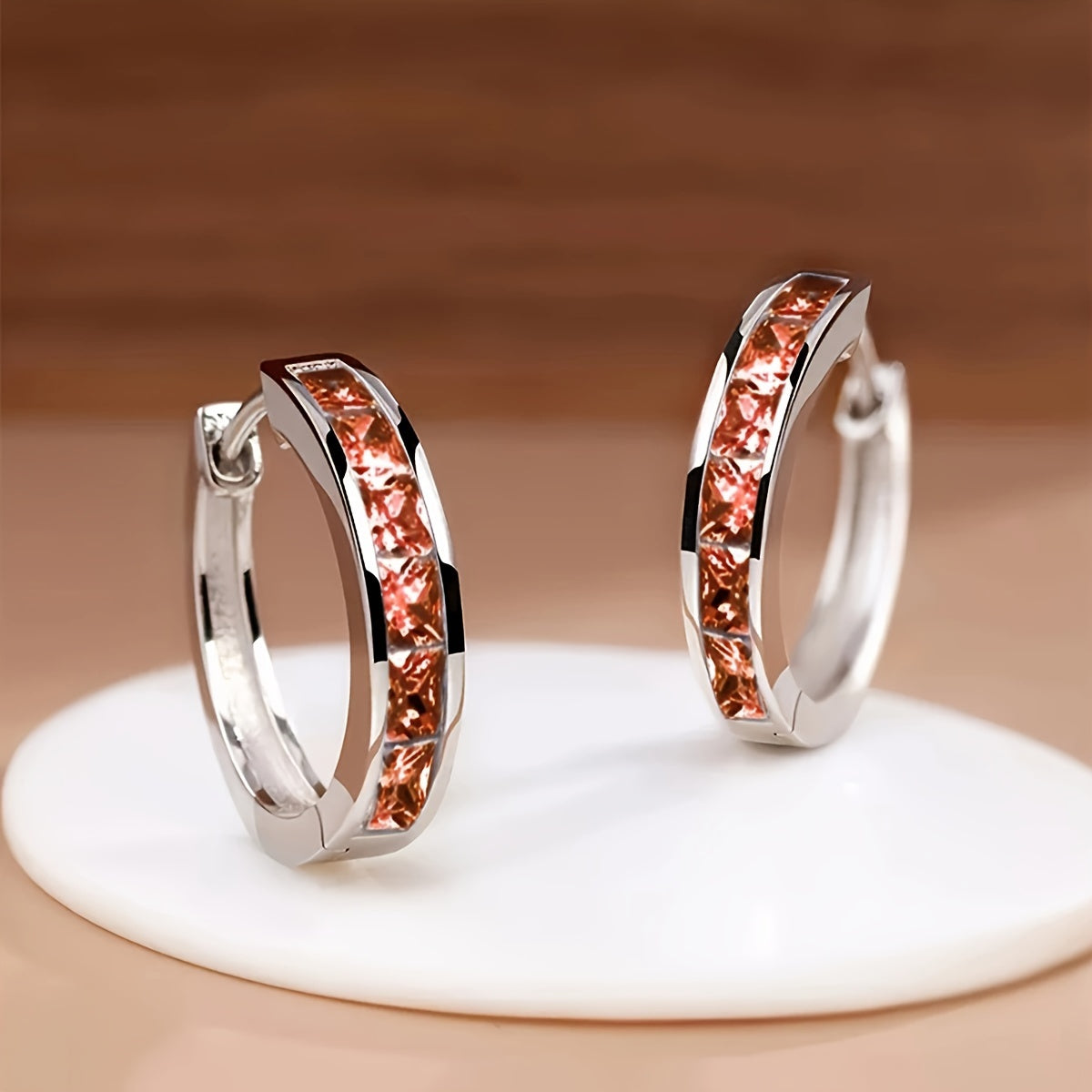Boucles d'Oreilles Créoles avec Zircon Cubique Étincelant