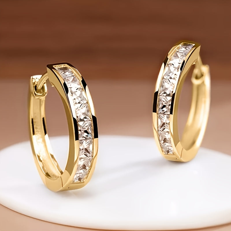 Boucles d'Oreilles Créoles avec Zircon Cubique Étincelant